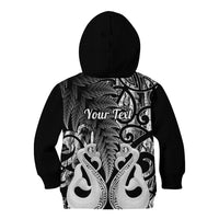 Personalised New Zealand Kid Hoodie Te Manaia Mangopare Maori And Fern Black Style LT14 - Polynesian Pride