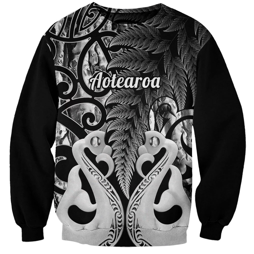 Personalised New Zealand Sweatshirt Te Manaia Mangopare Maori And Fern Black Style LT14 Unisex Black - Polynesian Pride