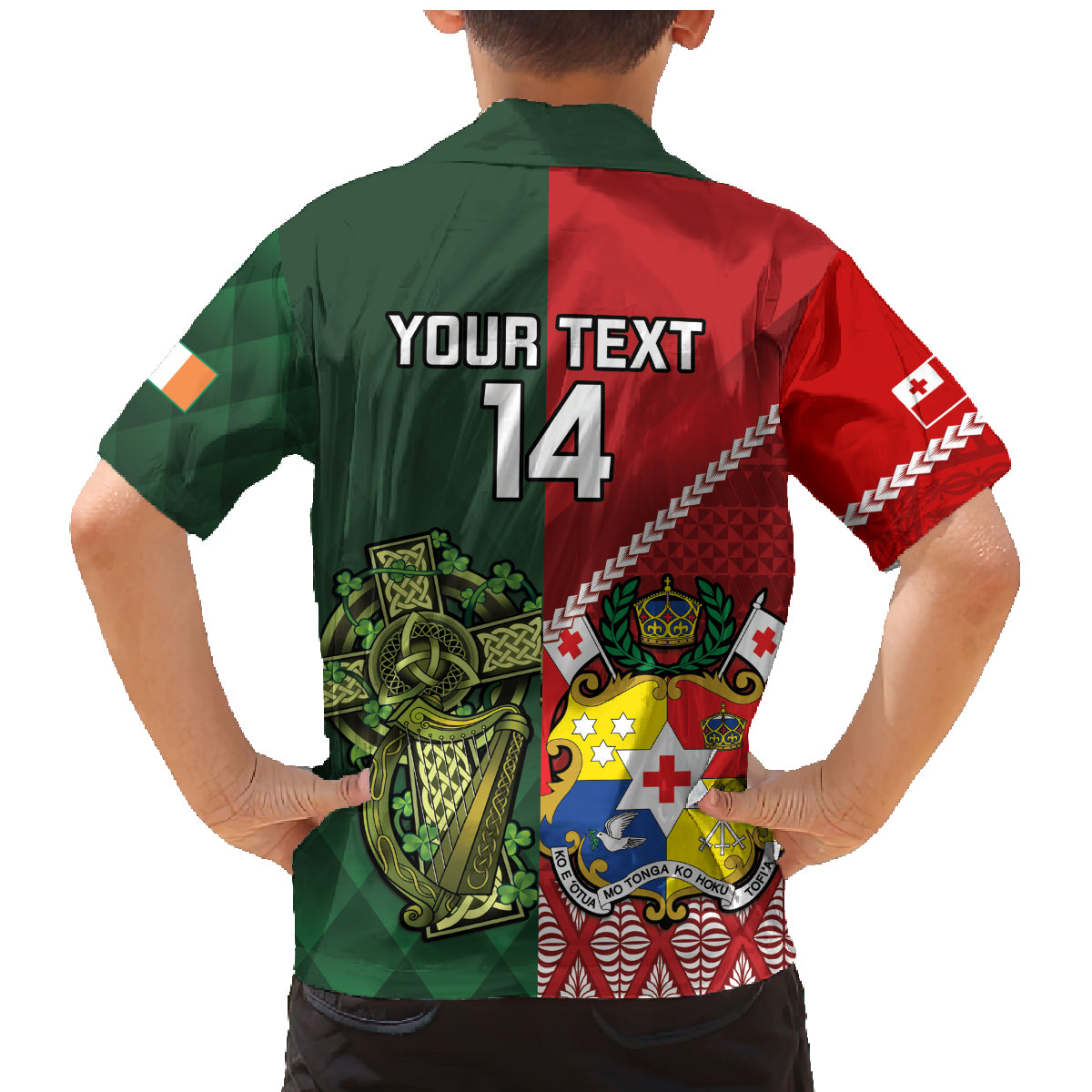 Custom Tonga And Ireland Rugby Family Matching Mermaid Dress and Hawaiian Shirt Ikale Tahi With Shamrocks LT14 - Polynesian Pride