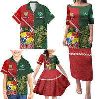 Custom Tonga And Ireland Rugby Family Matching Puletasi and Hawaiian Shirt Ikale Tahi With Shamrocks LT14 - Polynesian Pride