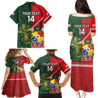 Custom Tonga And Ireland Rugby Family Matching Puletasi and Hawaiian Shirt Ikale Tahi With Shamrocks LT14 - Polynesian Pride