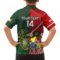 Custom Tonga And Ireland Rugby Family Matching Short Sleeve Bodycon Dress and Hawaiian Shirt Ikale Tahi With Shamrocks LT14 - Polynesian Pride