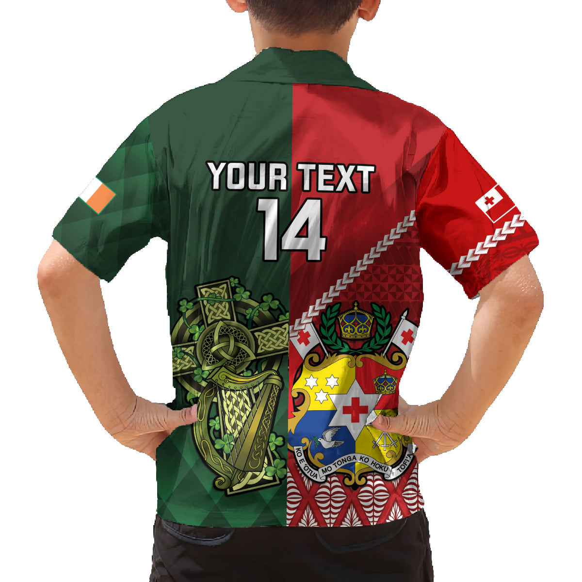 Custom Tonga And Ireland Rugby Family Matching Summer Maxi Dress and Hawaiian Shirt Ikale Tahi With Shamrocks LT14 - Polynesian Pride