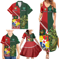 Custom Tonga And Ireland Rugby Family Matching Summer Maxi Dress and Hawaiian Shirt Ikale Tahi With Shamrocks LT14 - Polynesian Pride