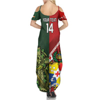 Custom Tonga And Ireland Rugby Family Matching Summer Maxi Dress and Hawaiian Shirt Ikale Tahi With Shamrocks LT14 - Polynesian Pride