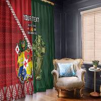 Custom Samoa And Ireland Rugby Window Curtain Ikale Tahi With Shamrocks