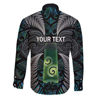 Personalised New Zealand Toki Family Matching Long Sleeve Bodycon Dress and Hawaiian Shirt Silver Fern Mix Aotearoa Maori Pattern LT14 - Polynesian Pride