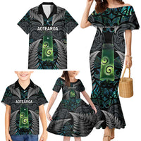 Personalised New Zealand Toki Family Matching Mermaid Dress and Hawaiian Shirt Silver Fern Mix Aotearoa Maori Pattern LT14 - Polynesian Pride