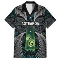 Personalised New Zealand Toki Family Matching Off The Shoulder Long Sleeve Dress and Hawaiian Shirt Silver Fern Mix Aotearoa Maori Pattern LT14 Dad's Shirt - Short Sleeve Black - Polynesian Pride