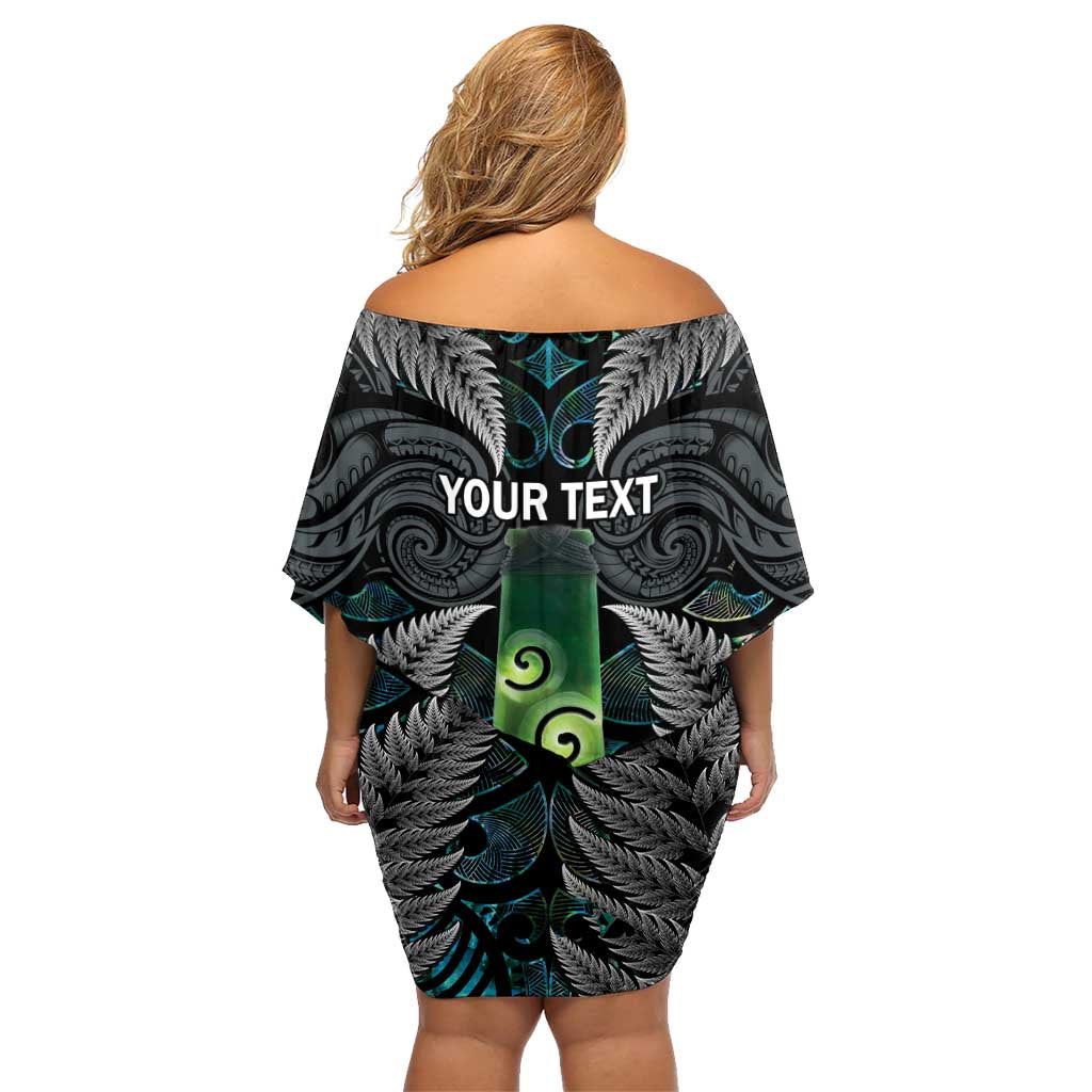 Personalised New Zealand Toki Family Matching Off Shoulder Short Dress and Hawaiian Shirt Silver Fern Mix Aotearoa Maori Pattern LT14 - Polynesian Pride