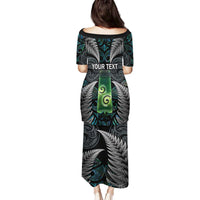 Personalised New Zealand Toki Family Matching Puletasi and Hawaiian Shirt Silver Fern Mix Aotearoa Maori Pattern LT14 - Polynesian Pride