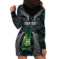 Personalised New Zealand Toki Hoodie Dress Silver Fern Mix Aotearoa Maori Pattern LT14 - Polynesian Pride