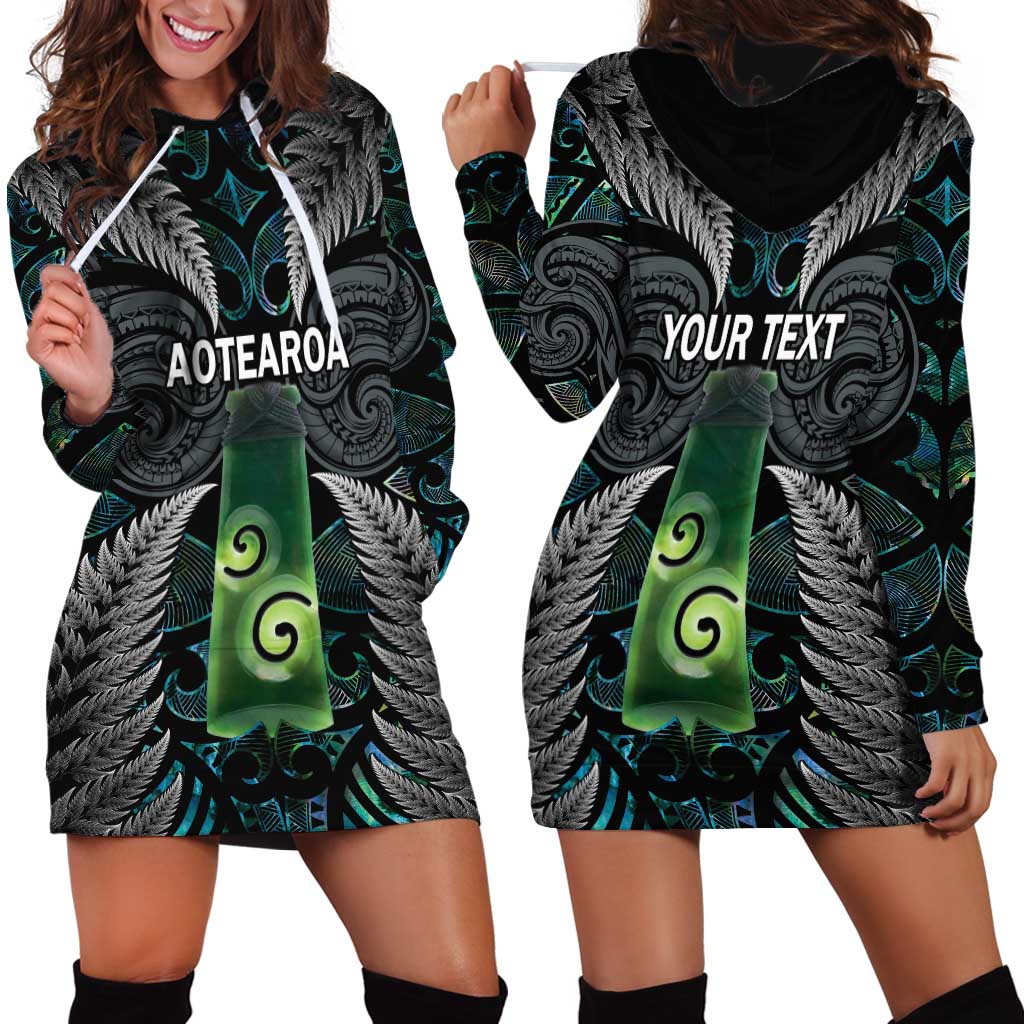 Personalised New Zealand Toki Hoodie Dress Silver Fern Mix Aotearoa Maori Pattern LT14 - Polynesian Pride