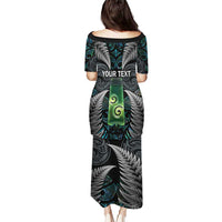 Personalised New Zealand Toki Puletasi Silver Fern Mix Aotearoa Maori Pattern