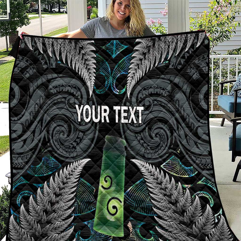 Personalised New Zealand Toki Quilt Silver Fern Mix Aotearoa Maori Pattern LT14 Black - Polynesian Pride