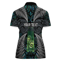 Personalised New Zealand Toki Women Polo Shirt Silver Fern Mix Aotearoa Maori Pattern