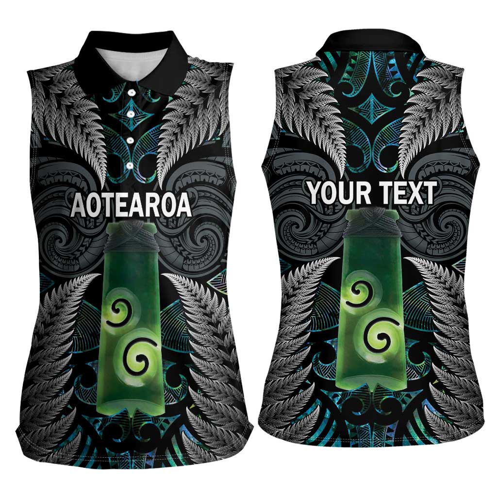 Personalised New Zealand Toki Women Sleeveless Polo Shirt Silver Fern Mix Aotearoa Maori Pattern LT14 - Polynesian Pride