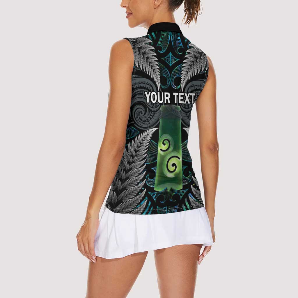 Personalised New Zealand Toki Women Sleeveless Polo Shirt Silver Fern Mix Aotearoa Maori Pattern LT14 - Polynesian Pride