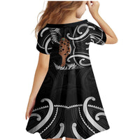 New Zealand Maripi Family Matching Mermaid Dress and Hawaiian Shirt Silver Fern Mix Aotearoa Maori Pattern LT14 - Polynesian Pride