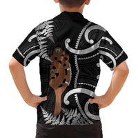 New Zealand Maripi Family Matching Off Shoulder Maxi Dress and Hawaiian Shirt Silver Fern Mix Aotearoa Maori Pattern LT14 - Polynesian Pride