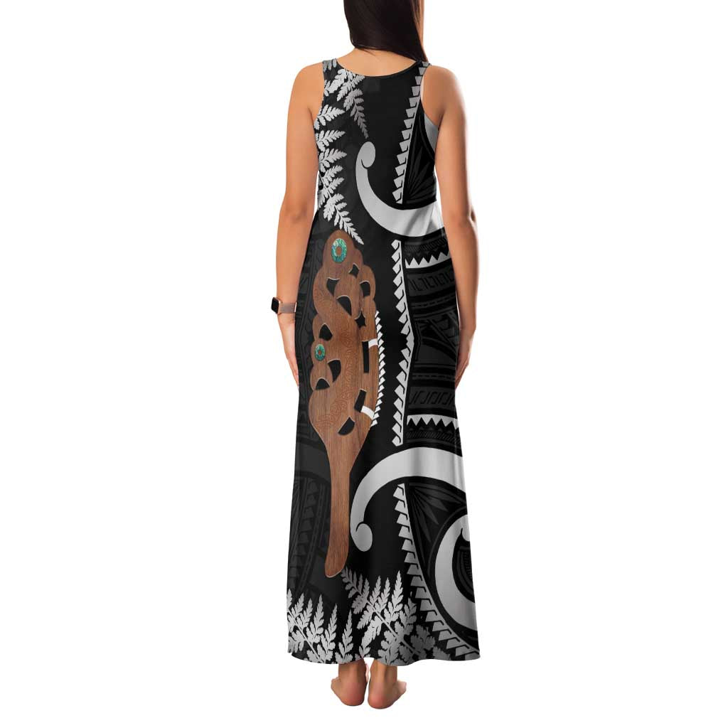 New Zealand Maripi Family Matching Tank Maxi Dress and Hawaiian Shirt Silver Fern Mix Aotearoa Maori Pattern LT14 - Polynesian Pride