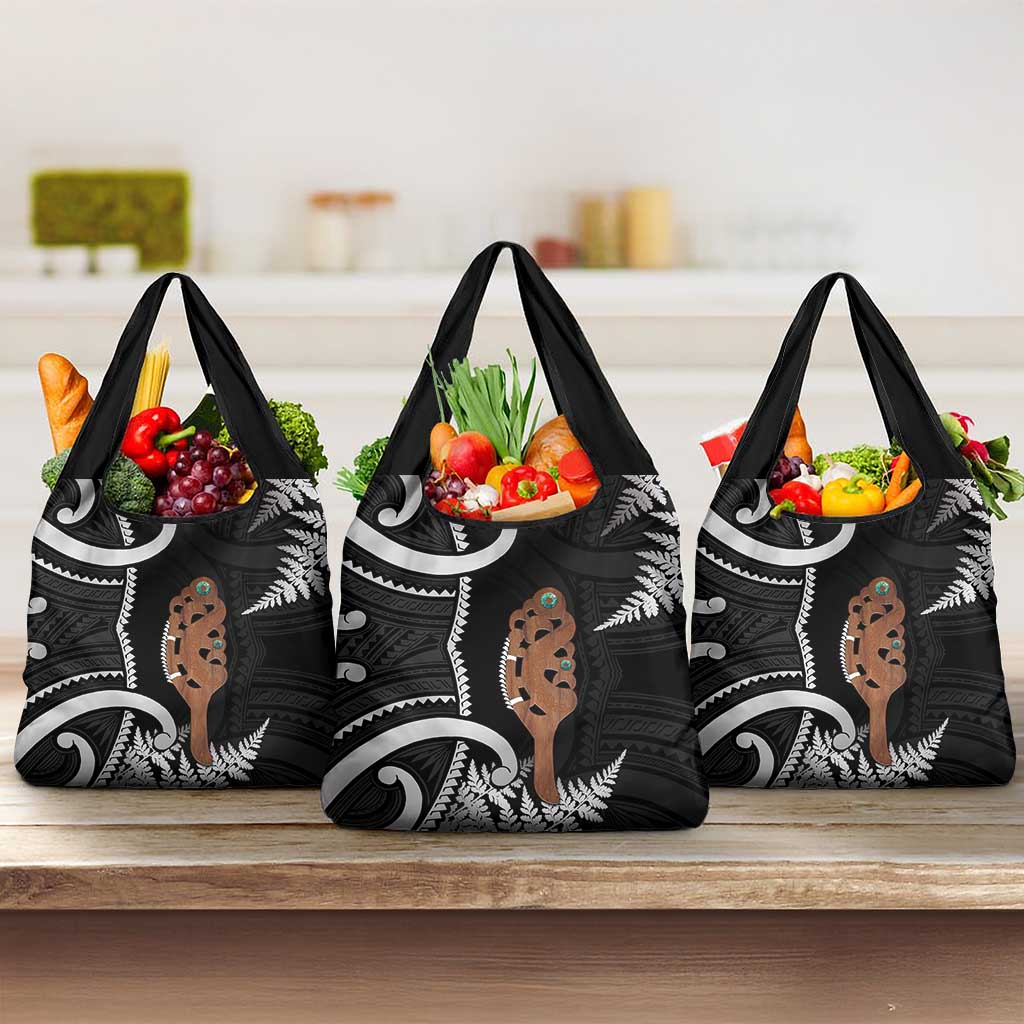 New Zealand Maripi Grocery Bag Silver Fern Mix Aotearoa Maori Pattern