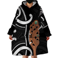New Zealand Maripi Wearable Blanket Hoodie Silver Fern Mix Aotearoa Maori Pattern LT14 - Polynesian Pride