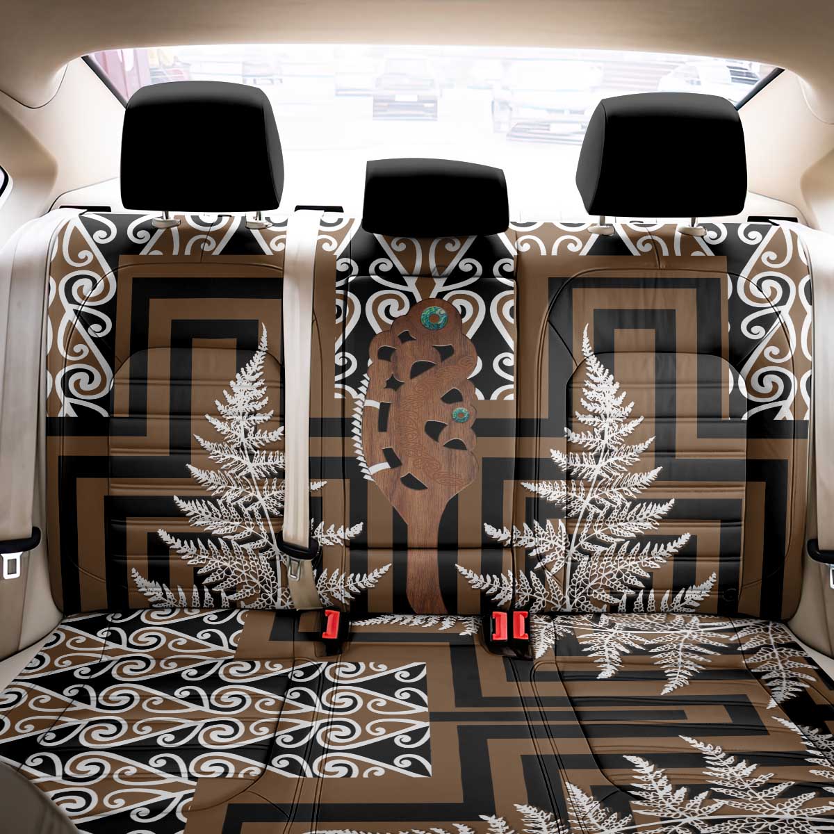New Zealand Back Car Seat Cover Maori Maripi Knife With Poutama Art LT14 - Polynesian Pride