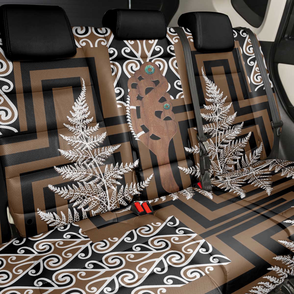 New Zealand Back Car Seat Cover Maori Maripi Knife With Poutama Art LT14 - Polynesian Pride