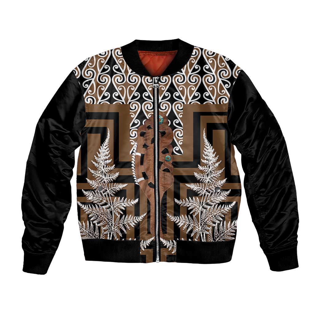 New Zealand Bomber Jacket Maori Maripi Knife With Poutama Art