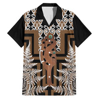 New Zealand Family Matching Mermaid Dress and Hawaiian Shirt Maori Maripi Knife With Poutama Art LT14 Dad's Shirt - Short Sleeve Brown - Polynesian Pride