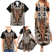 New Zealand Family Matching Summer Maxi Dress and Hawaiian Shirt Maori Maripi Knife With Poutama Art LT14 - Polynesian Pride