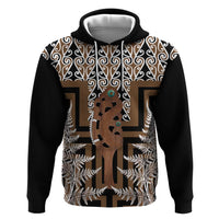 New Zealand Hoodie Maori Maripi Knife With Poutama Art LT14 Pullover Hoodie Brown - Polynesian Pride