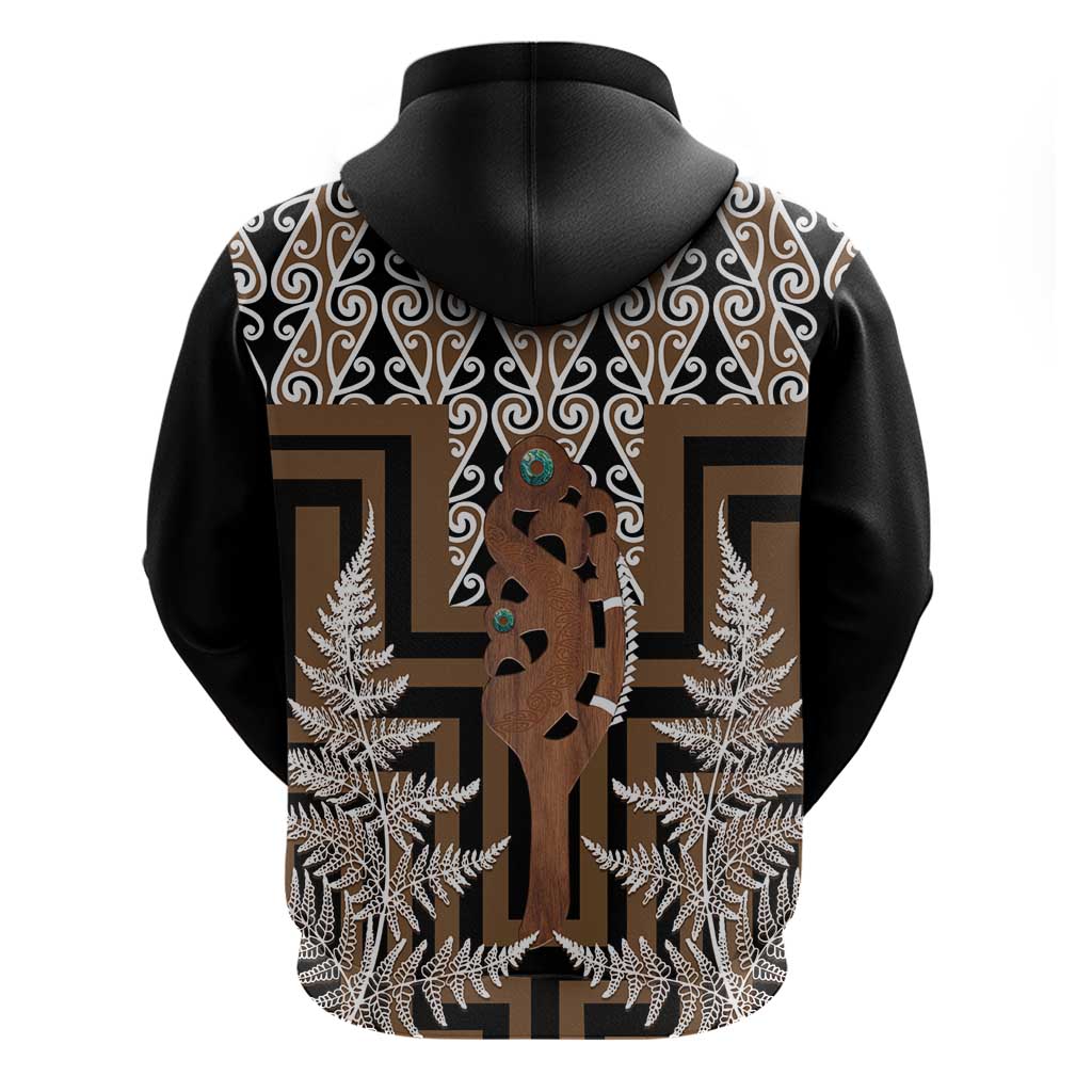 New Zealand Hoodie Maori Maripi Knife With Poutama Art LT14 - Polynesian Pride