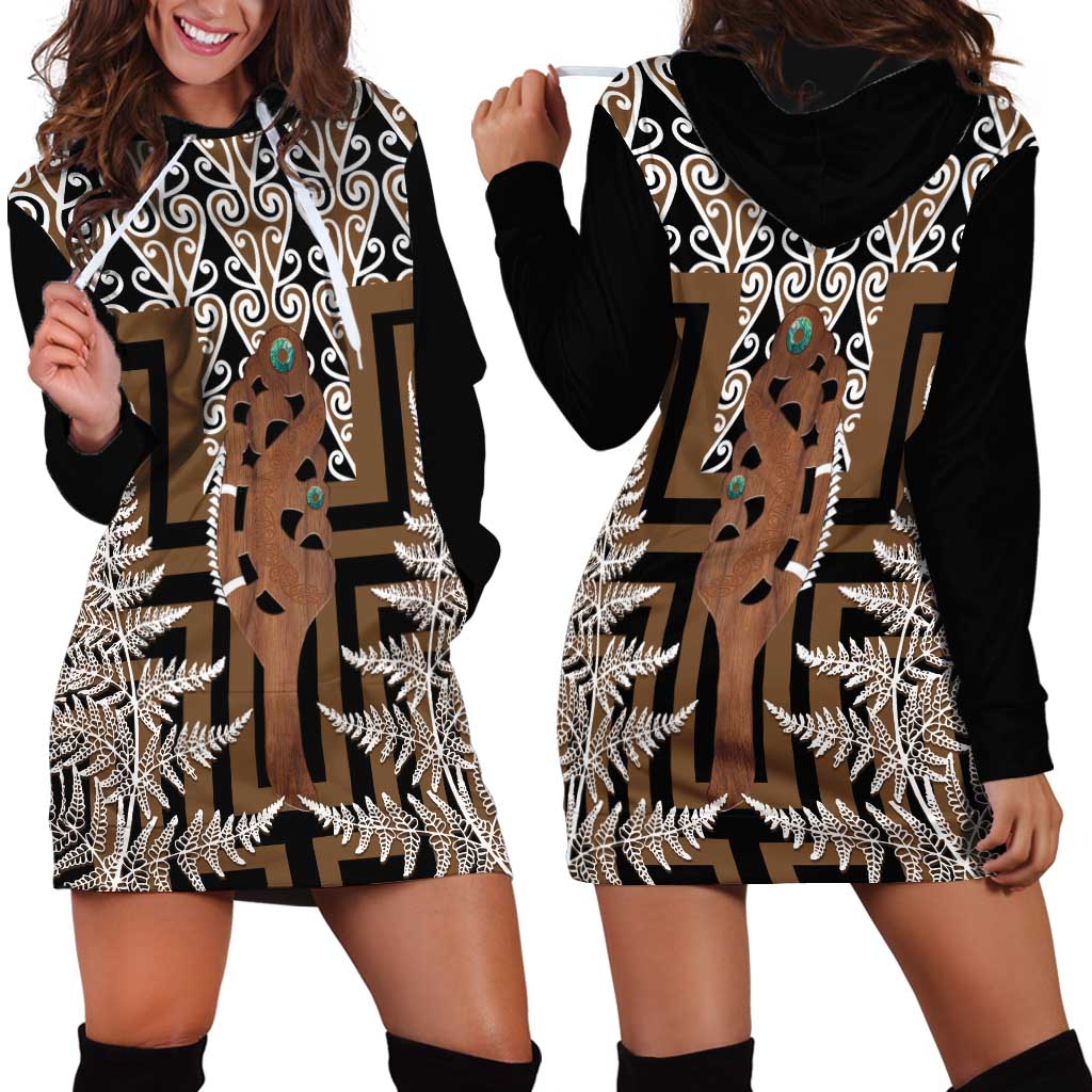 New Zealand Hoodie Dress Maori Maripi Knife With Poutama Art LT14 - Polynesian Pride
