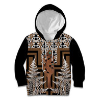 New Zealand Kid Hoodie Maori Maripi Knife With Poutama Art LT14 Hoodie Brown - Polynesian Pride
