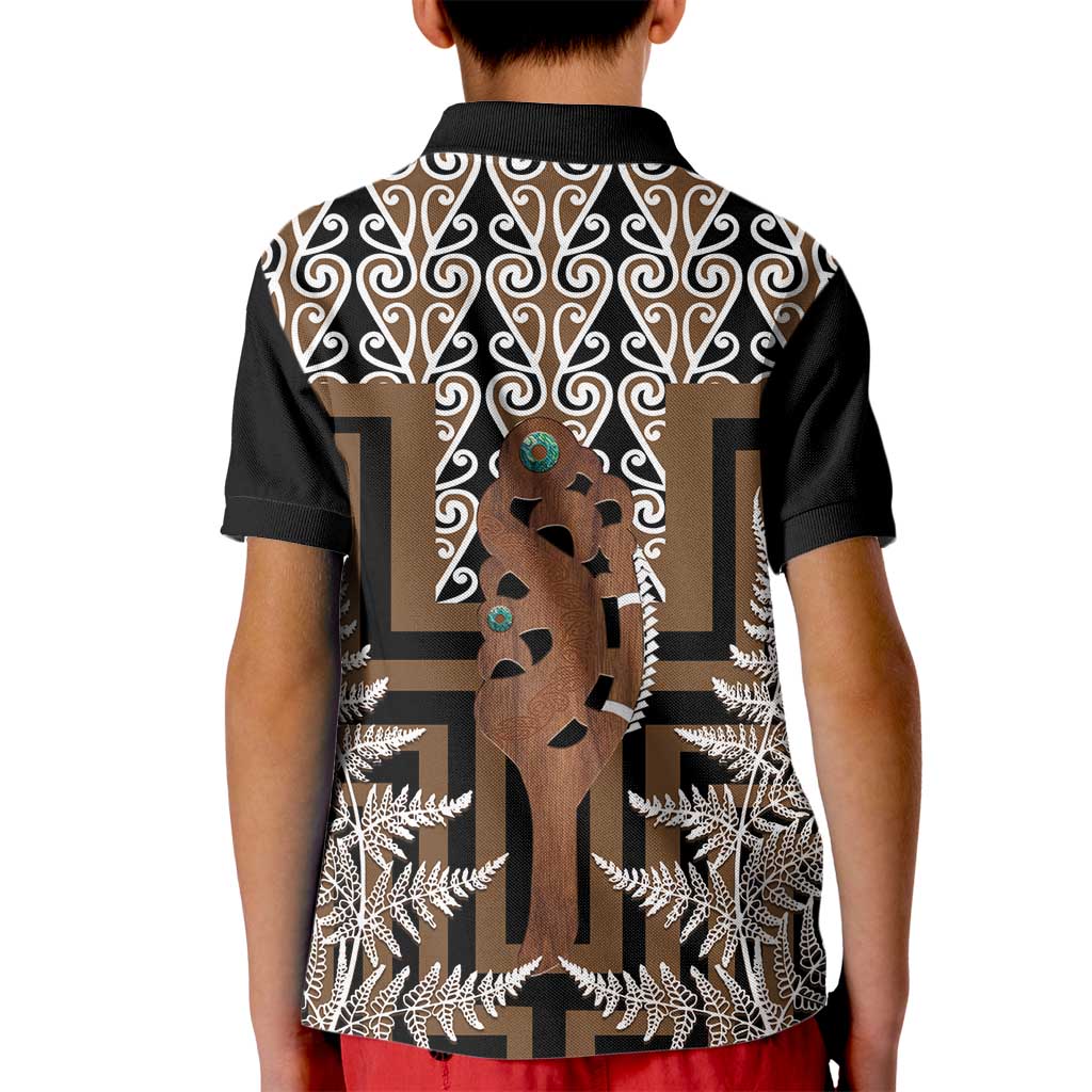 New Zealand Kid Polo Shirt Maori Maripi Knife With Poutama Art LT14 - Polynesian Pride
