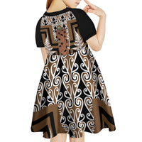 New Zealand Kid Short Sleeve Dress Maori Maripi Knife With Poutama Art LT14 - Polynesian Pride