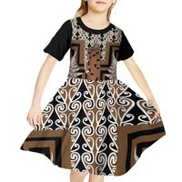 New Zealand Kid Short Sleeve Dress Maori Maripi Knife With Poutama Art LT14 - Polynesian Pride