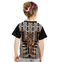 New Zealand Kid T Shirt Maori Maripi Knife With Poutama Art LT14 - Polynesian Pride