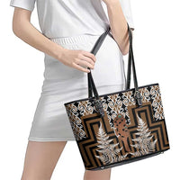 New Zealand Leather Tote Bag Maori Maripi Knife With Poutama Art LT14 - Polynesian Pride