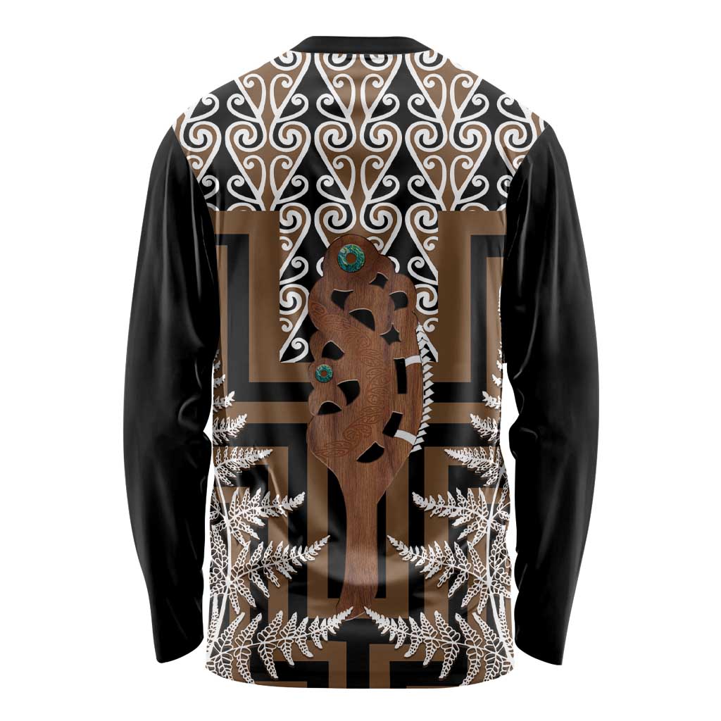 New Zealand Long Sleeve Shirt Maori Maripi Knife With Poutama Art LT14 - Polynesian Pride