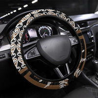 New Zealand Steering Wheel Cover Maori Maripi Knife With Poutama Art LT14 Universal Fit Brown - Polynesian Pride