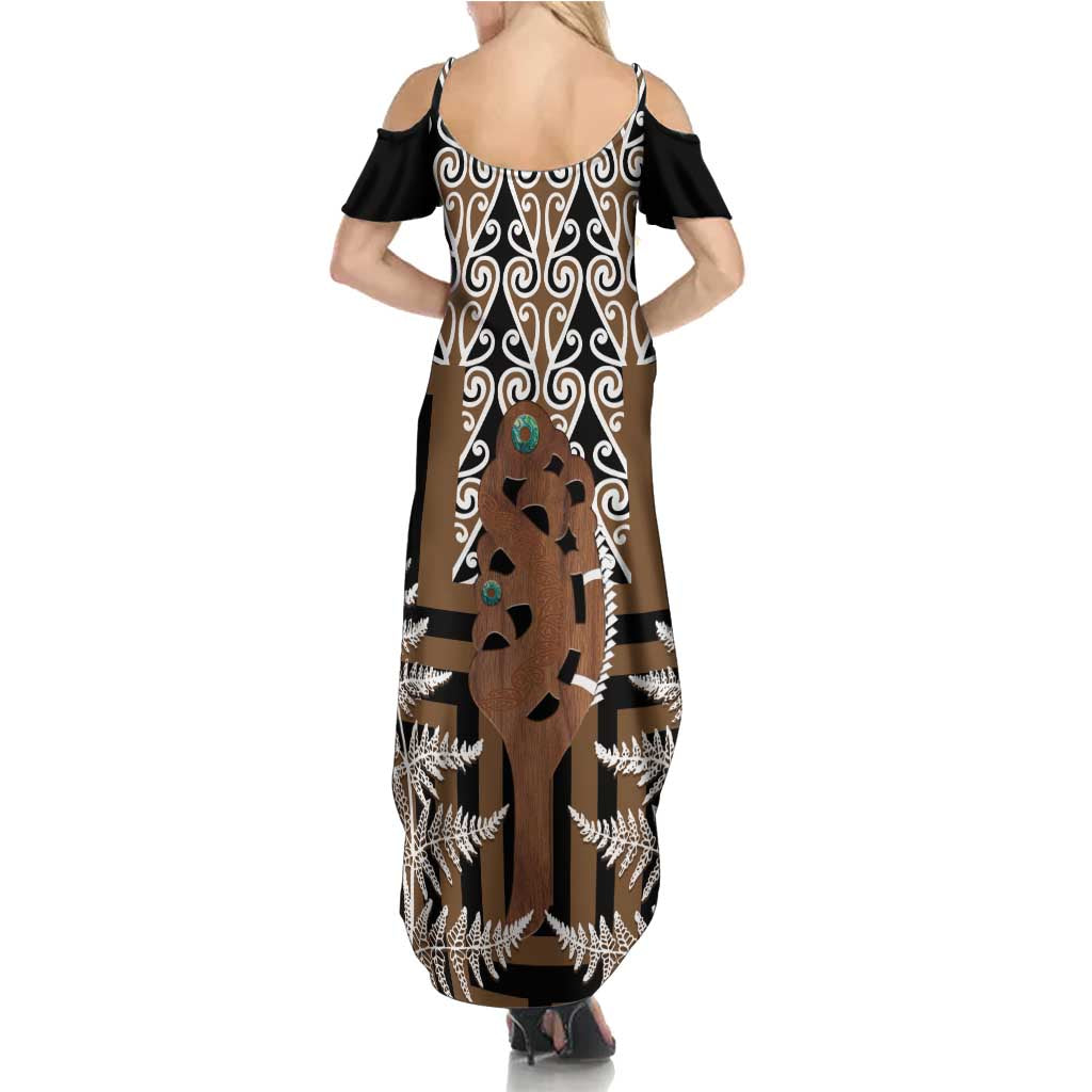 New Zealand Summer Maxi Dress Maori Maripi Knife With Poutama Art LT14 - Polynesian Pride