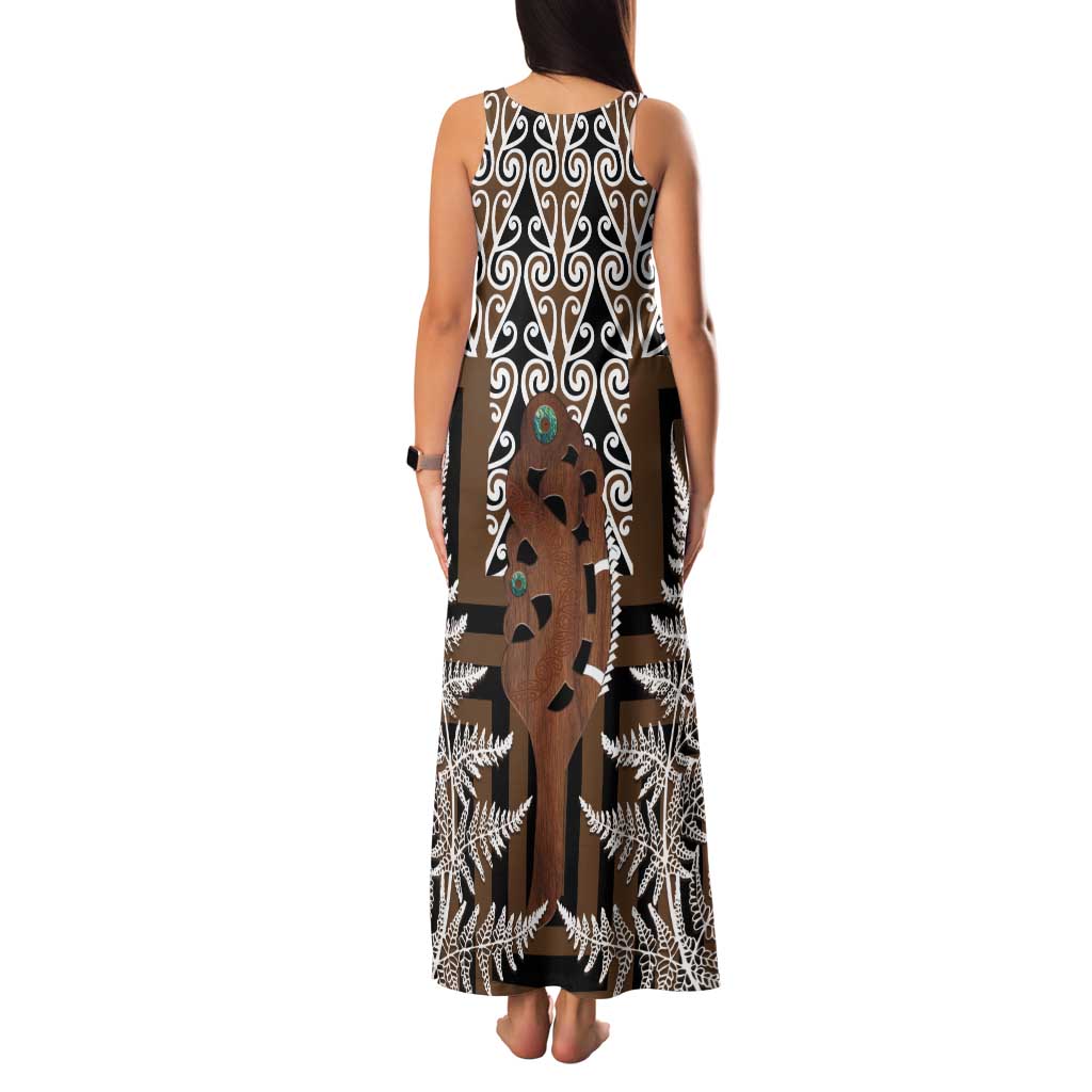 New Zealand Tank Maxi Dress Maori Maripi Knife With Poutama Art LT14 - Polynesian Pride