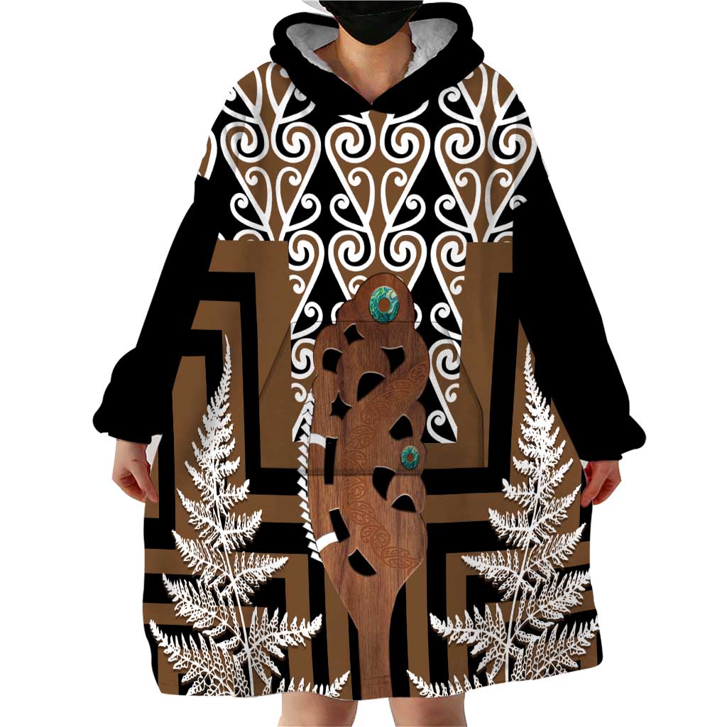 New Zealand Wearable Blanket Hoodie Maori Maripi Knife With Poutama Art LT14 - Polynesian Pride