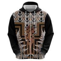 New Zealand Zip Hoodie Maori Maripi Knife With Poutama Art LT14 - Polynesian Pride