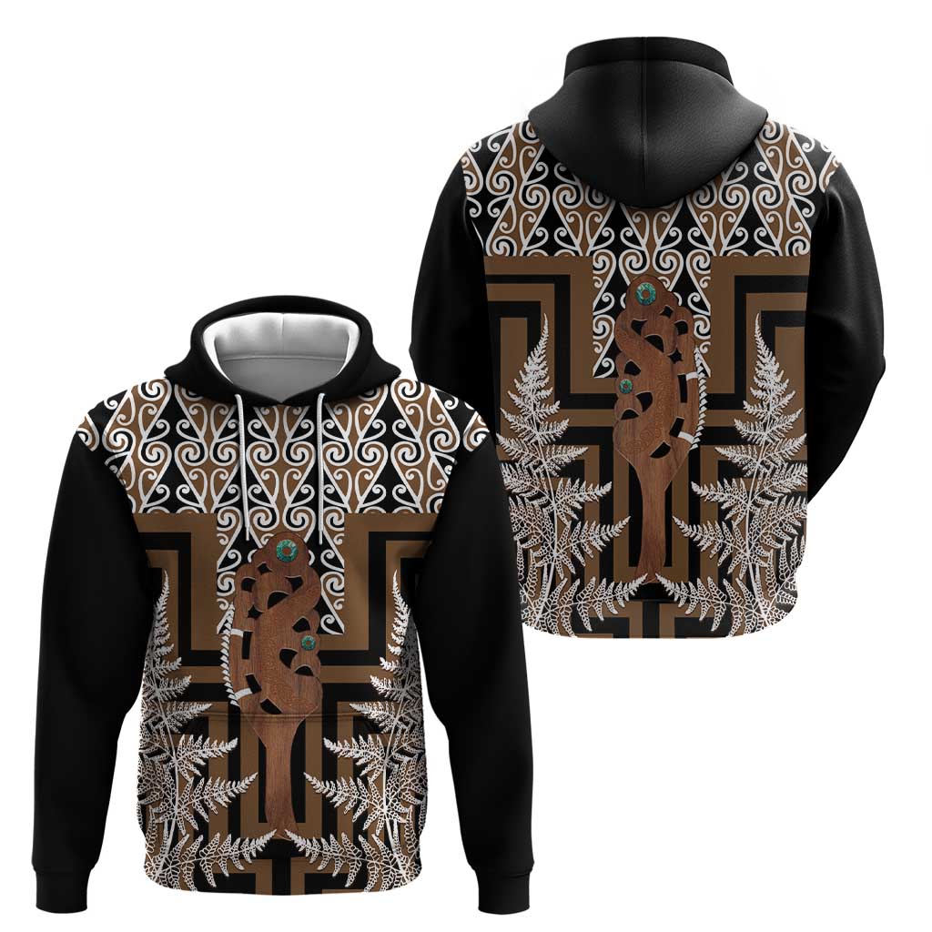 New Zealand Zip Hoodie Maori Maripi Knife With Poutama Art LT14 - Polynesian Pride