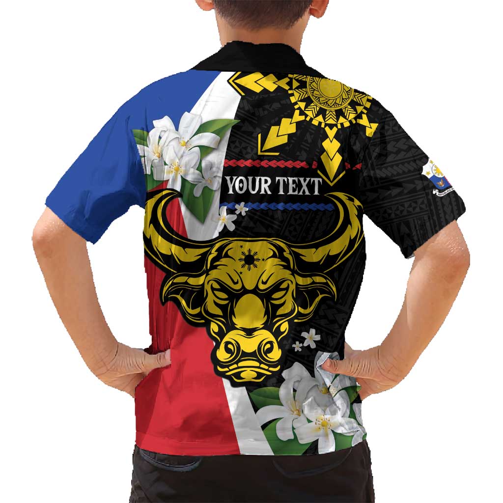 Personalised Philippines Carabao Family Matching Long Sleeve Bodycon Dress and Hawaiian Shirt Filipino Sun Mix Sampaguita Flower LT14 - Polynesian Pride