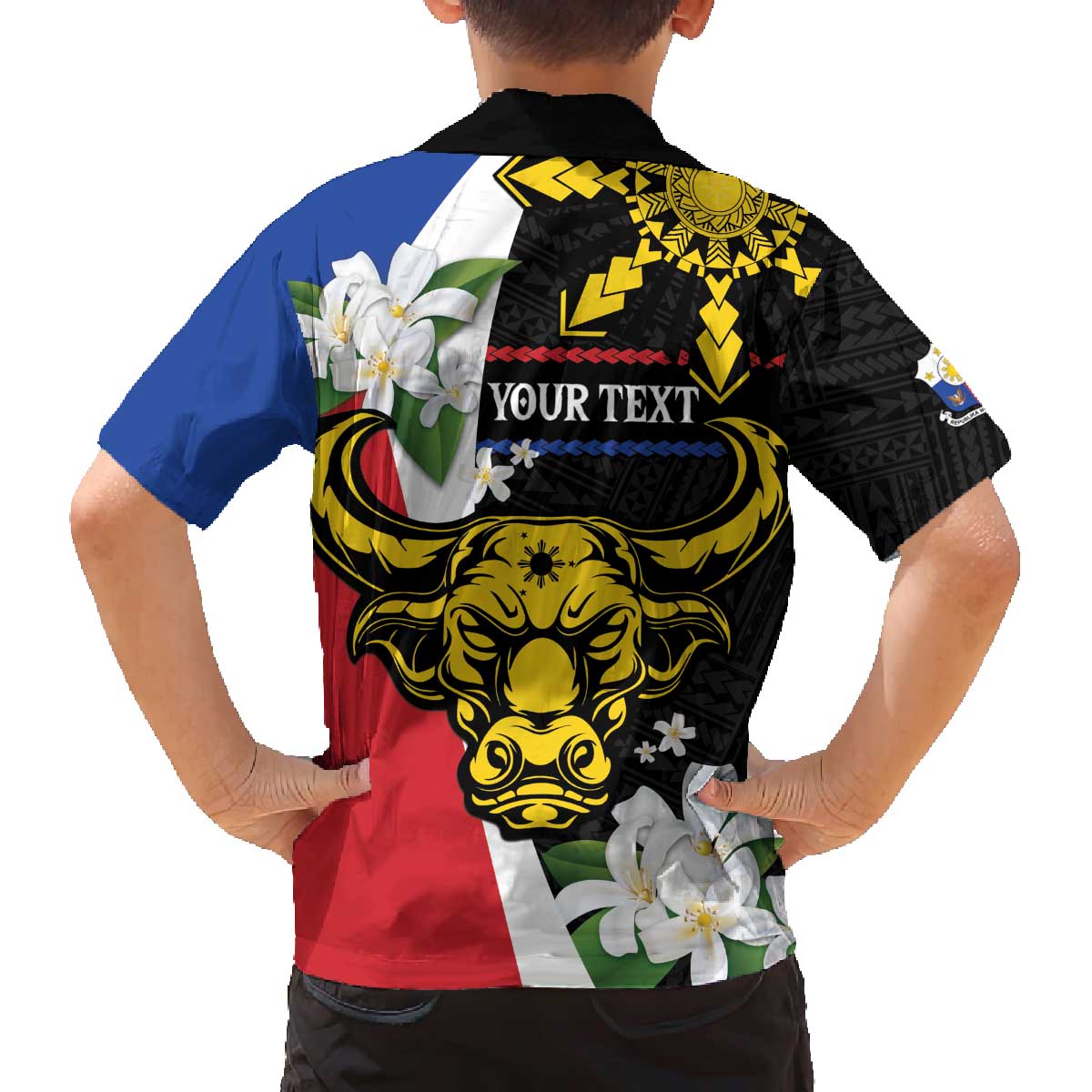 Personalised Philippines Carabao Family Matching Puletasi and Hawaiian Shirt Filipino Sun Mix Sampaguita Flower LT14 - Polynesian Pride